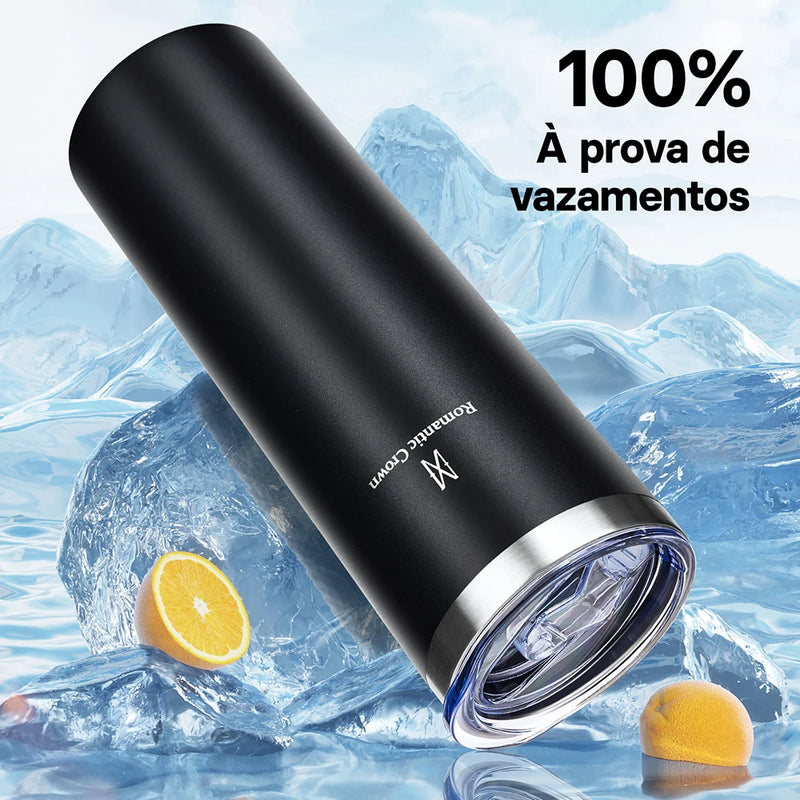 Romantic Crown- Garrafa Térmica de Aço Inoxidável 1,2L com Palha de Aço Inoxidável