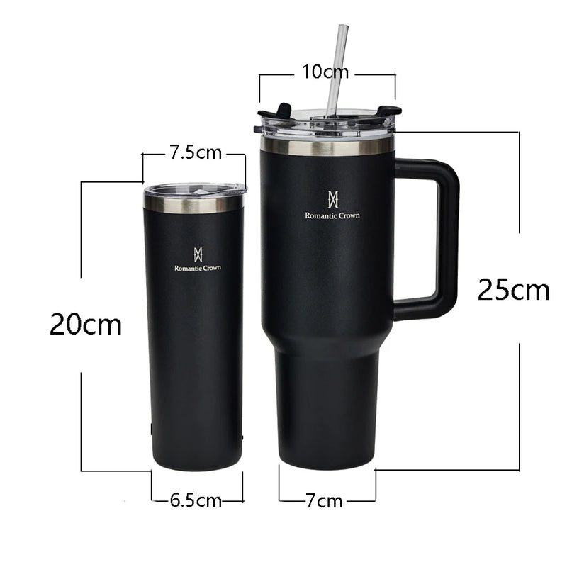Romantic Crown- Garrafa Térmica de Aço Inoxidável 1,2L com Palha de Aço Inoxidável