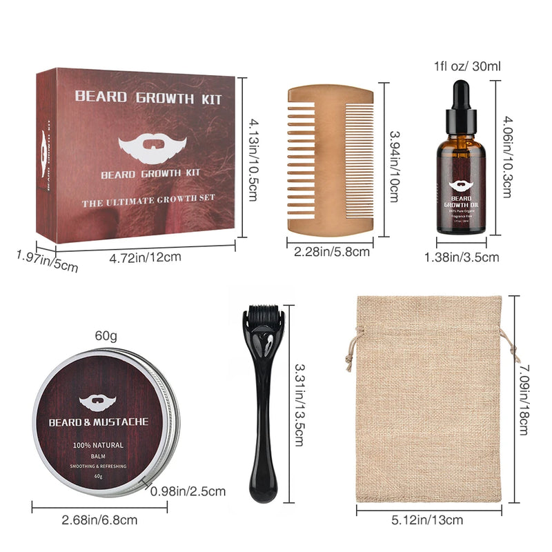 Kit Premium para Crescimento e Cuidado com a Barba – Ms.Dear (4 Peças)&nbsp;