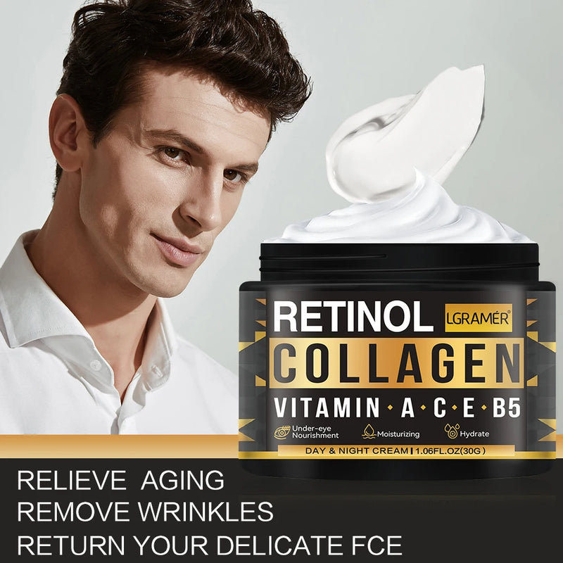 Creme Facial Masculino com Retinol e Colágeno – Firmeza, Hidratação e Cuidado Profundo em um Só Produto