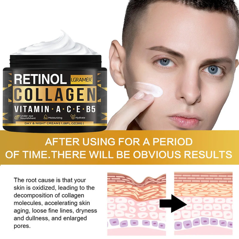 Creme Facial Masculino com Retinol e Colágeno – Firmeza, Hidratação e Cuidado Profundo em um Só Produto
